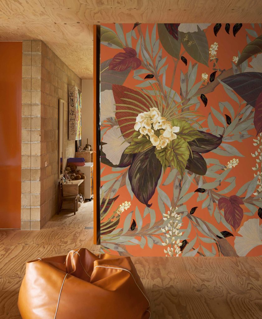 The Rowan seamless wallcover in a contemporary designer living room by daisy james.