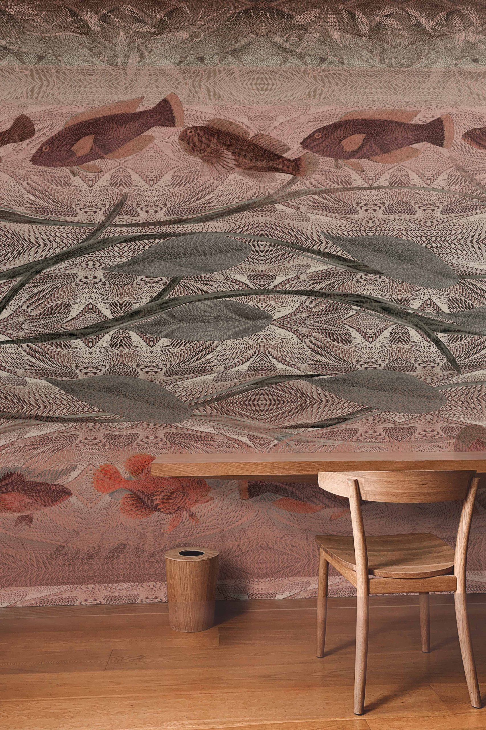 The Nami designer wallcover creating a calm atmosphere in a modern workspace.